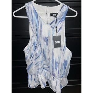 DKNY Printed Chiffon Halter Neck Top Size XL‎ New With Tags Retail Price $89